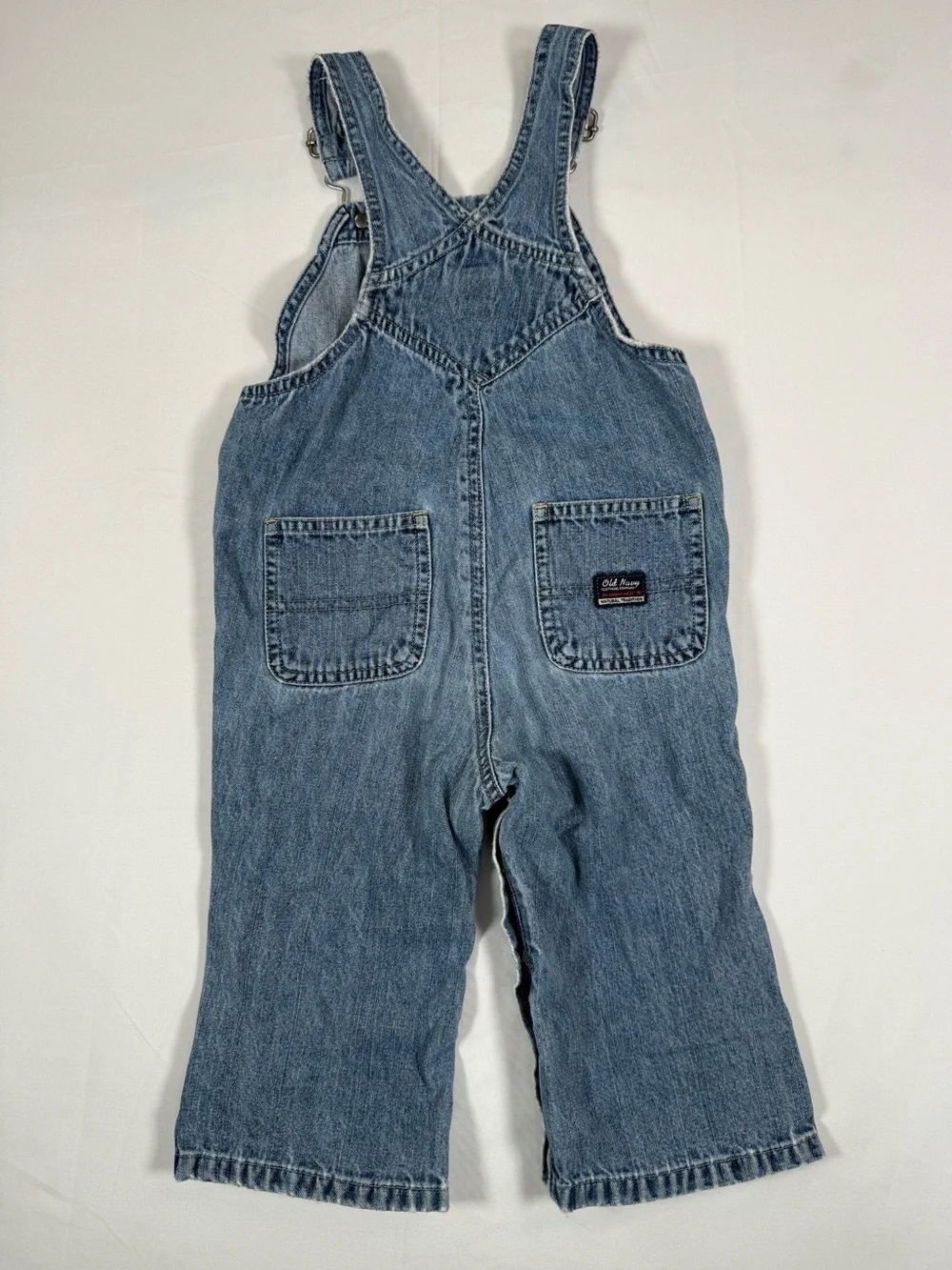 VINTAGE OLD NAVY Baby Denim Overalls 18-24M 2000 Y2K Wide Leg Workwear Western